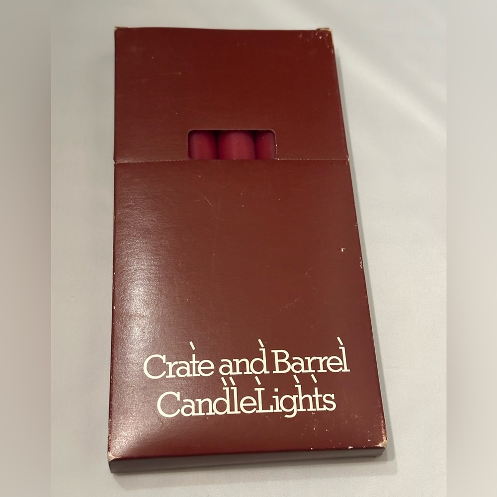 Crate & Barrel vintage 10" burgundy  candles tapers made in denmark